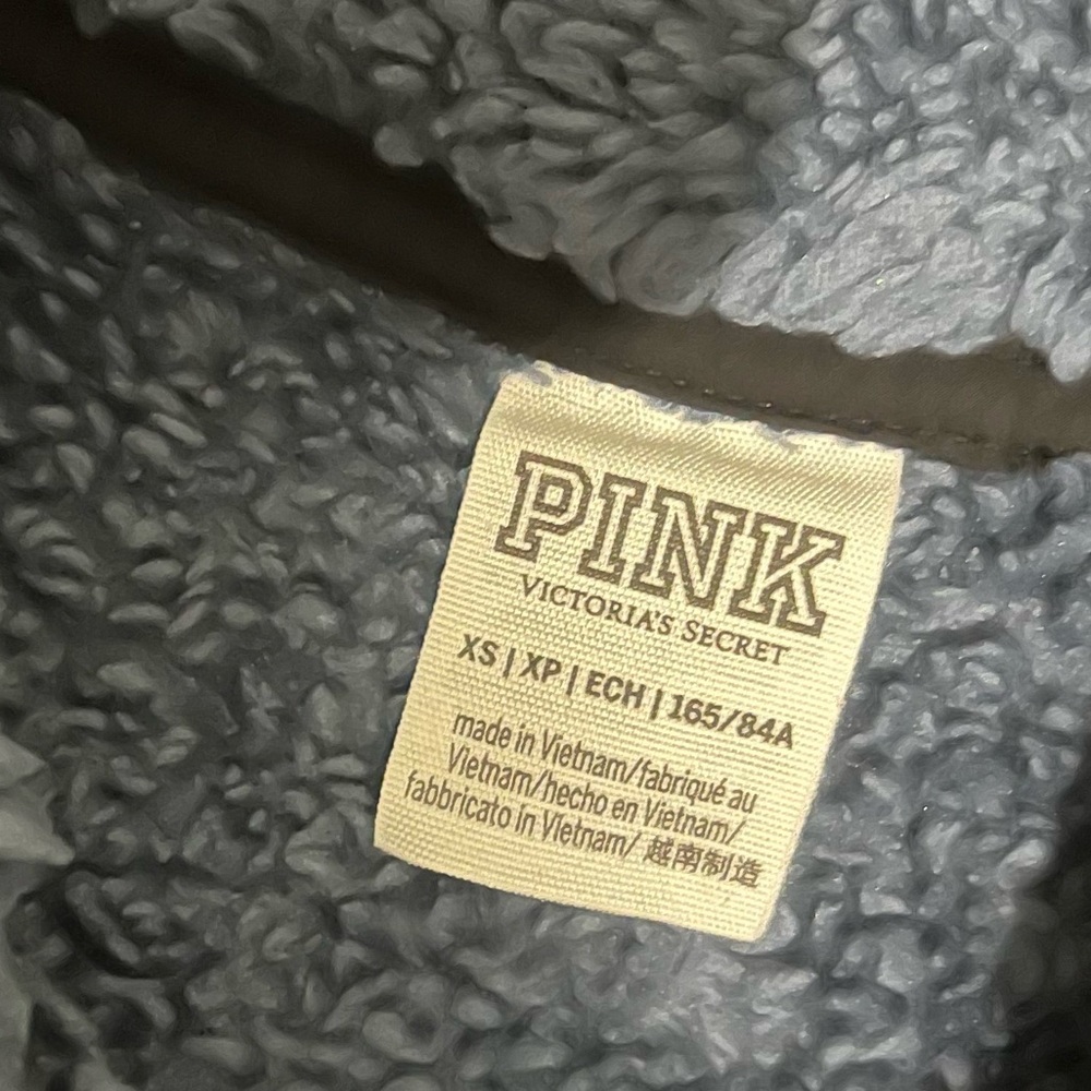 PINK Victoria's Secret Teddy Half Zip Blue Fleece Pullover Sweatshirt - Picture 7 of 7